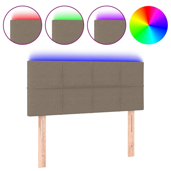 tópszínű szövet LED-es fejtámla 80 x 5 x 78/88 cm