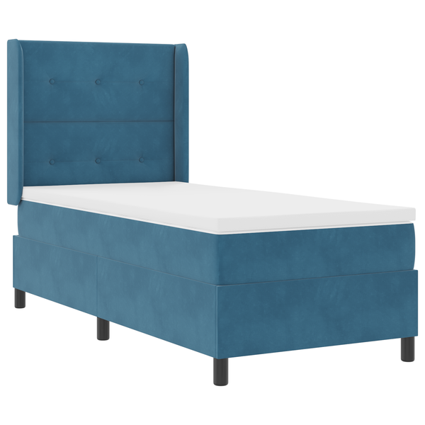 Boxspring Ágy Matrac Alkkal Sötétkék 100x200 cm Bársony