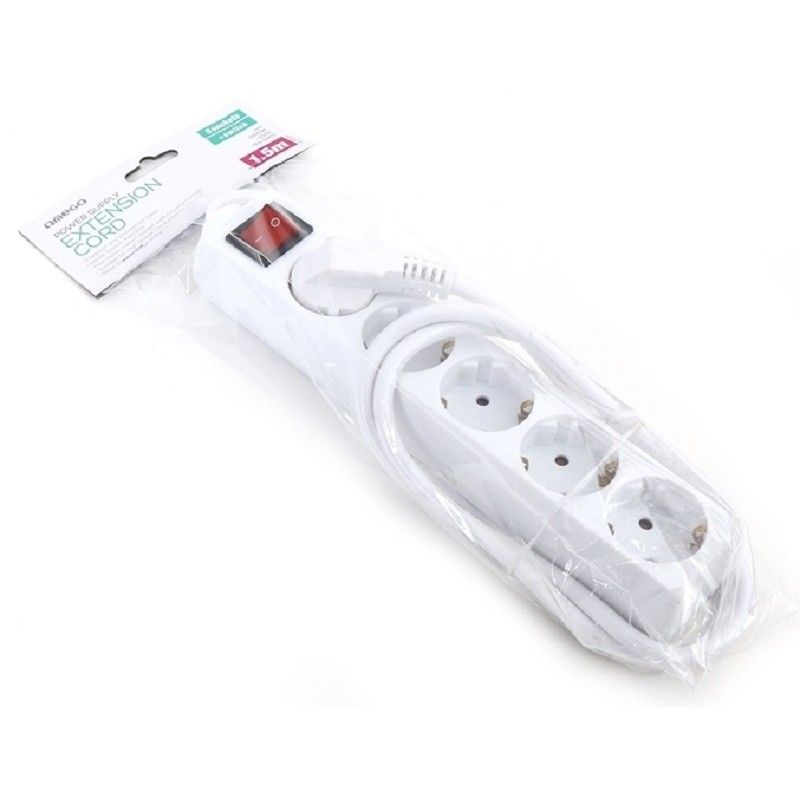 Platinet OL5G15W Omega 230V Kapcsolós hosszabbító 5 aljzatos 1.5m - Fehér (OL5G15W)