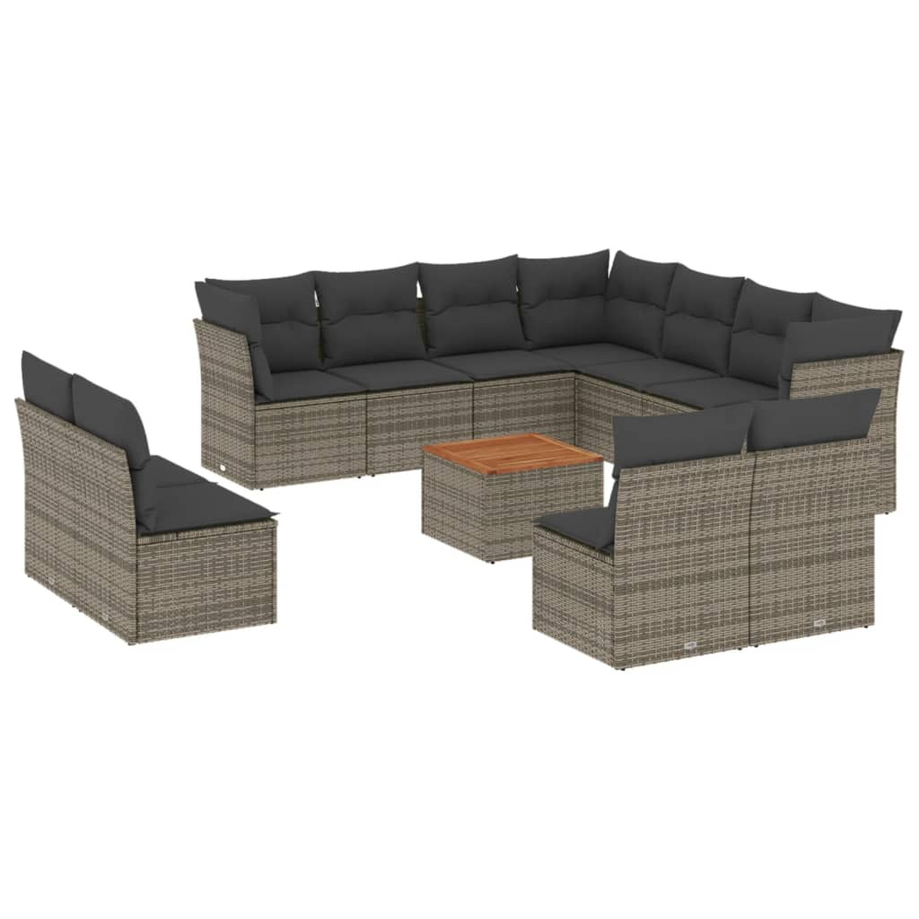12 részes szürke polyrattan kerti ülőgarnitúra párnákkal (3223708)