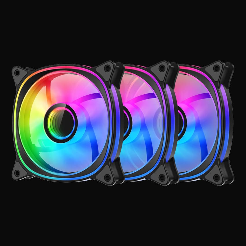 LC Power LC-CF-120-ARGB-KIT-R-B 120mm PWM ARGB Rendszerhűtő ventilátor 3db + Vezérlő HUB - Fekete (LC-CF-120-ARGB-KIT-R-B)