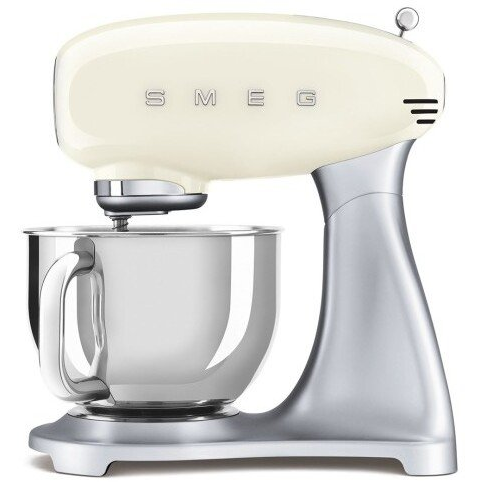 Планетарен миксер Smeg SMF04CREU, 800W, 4.8 л, 10 скорости, Функция за плавен старт, Крачета против хлъзгане, Кремa/Инокс