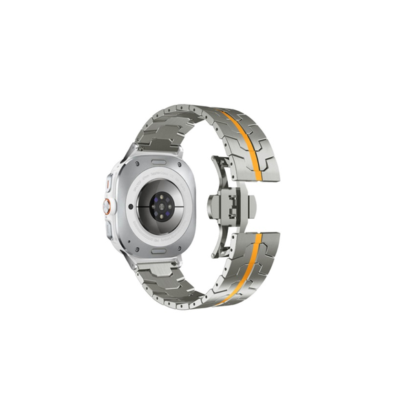 Mybandz Space Samsung Galaxy Watch Ultra Fém Okosóra szíj - Ezüst/Narancs