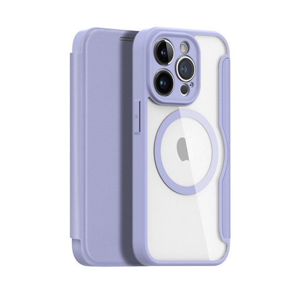 Dux Ducis Skin X Pro Apple iPhone 15 Pro Flip Tok - Átlátszó/Lila