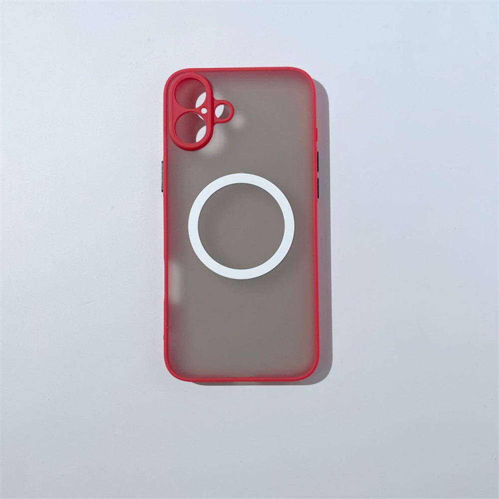 iPhone 16 Plus mágneses műanyag tok, Piros-fekete (CEL-MATTMIPH16P-RBK)