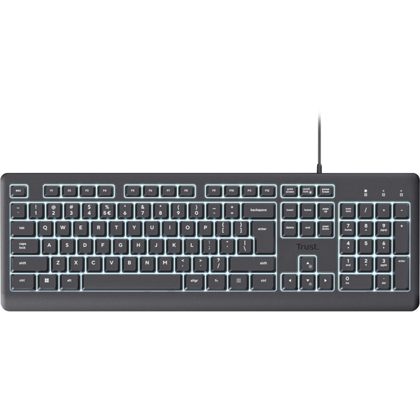Trust Primo Beleuchtete klávesnica Domov / kancelária USB QWERTY US English Čierna