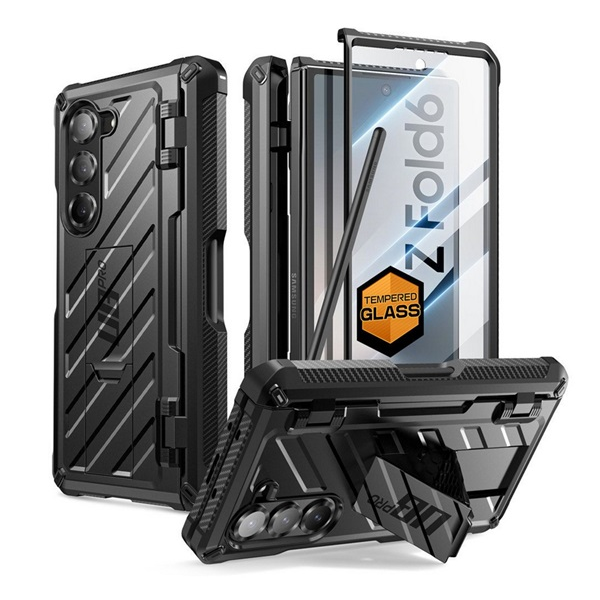 SUPCASE UNICORN BEETLE PRO műanyag telefonvédő (erős ütésállóság, kitámasztó, ceruza tartó) FEKETE Samsung Galaxy Z Fold6 (SM-F956) (GP-163790)