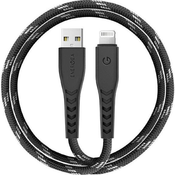 Energea Nyloflex C89 USB / Lightning MFI szövet töltő- és adatkábel, MFI 1.5m, fekete (CBL-NF-BLK150)