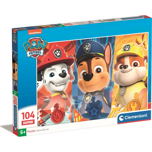 Puzzle, Clementoni, 104 piese, "Paw Patrol", 48.5x33.5cm, +6 ani