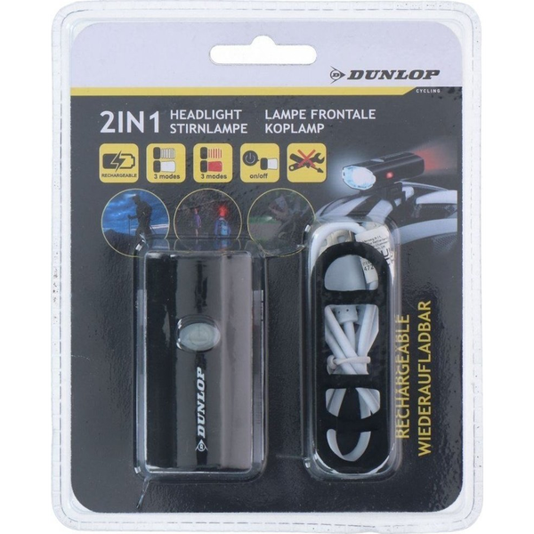Kerékpár lámpa bukósisakra 2in1 USB töltés Dunlop