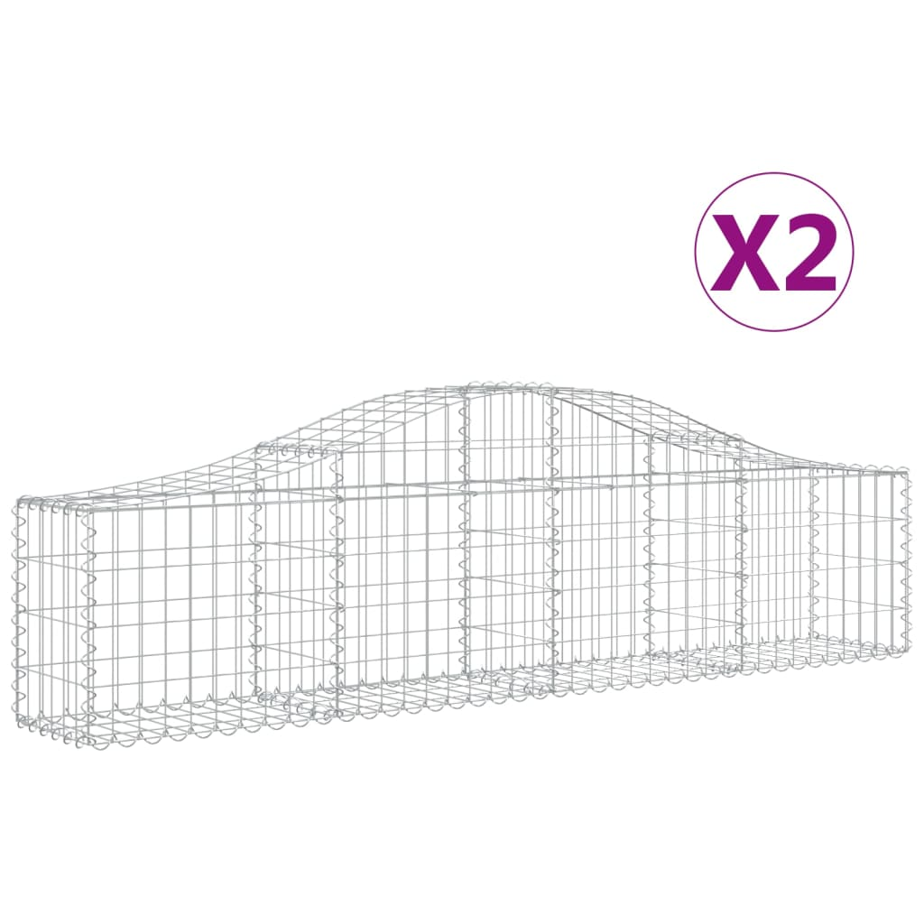 2 db íves horganyzott vas gabion kosár 200x30x40/60 cm (3145367)