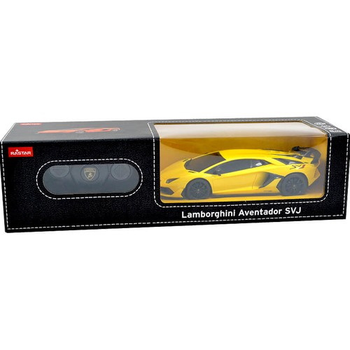 CAR WITH REMOTE CONTROL LAMBORGHINI AVENTADOR SVJ YELLOW WITH SCALE 1 TO 24