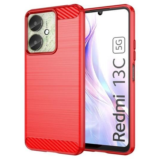 Gigapack Xiaomi Redmi 13C 5G szálcsiszolt, karbon mintás tok piros (GP-154159) (GP-154159)