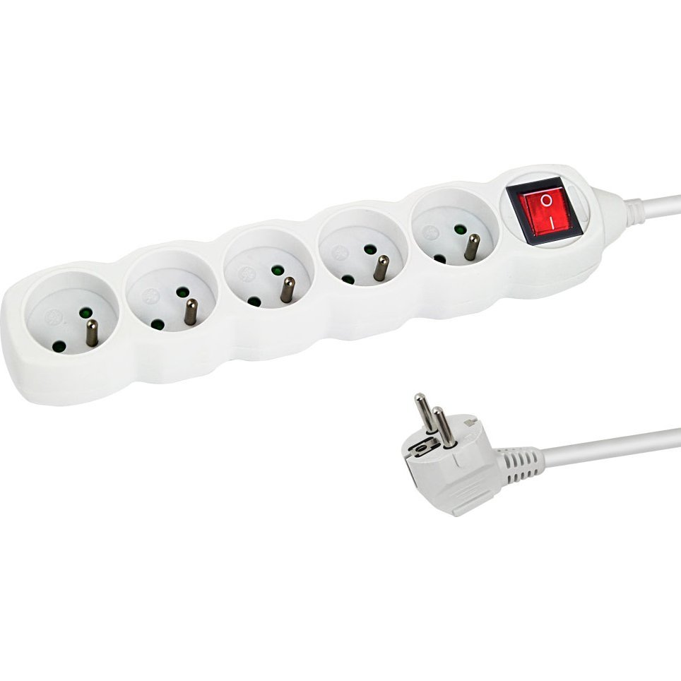Esperanza Power Strip 220V Hálózati elosztó 5 aljzatos 1.5m - Fehér (ELK214W)