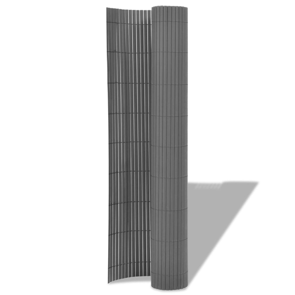 szürke kétoldalas PVC kerti kerítés 90 x 300 cm