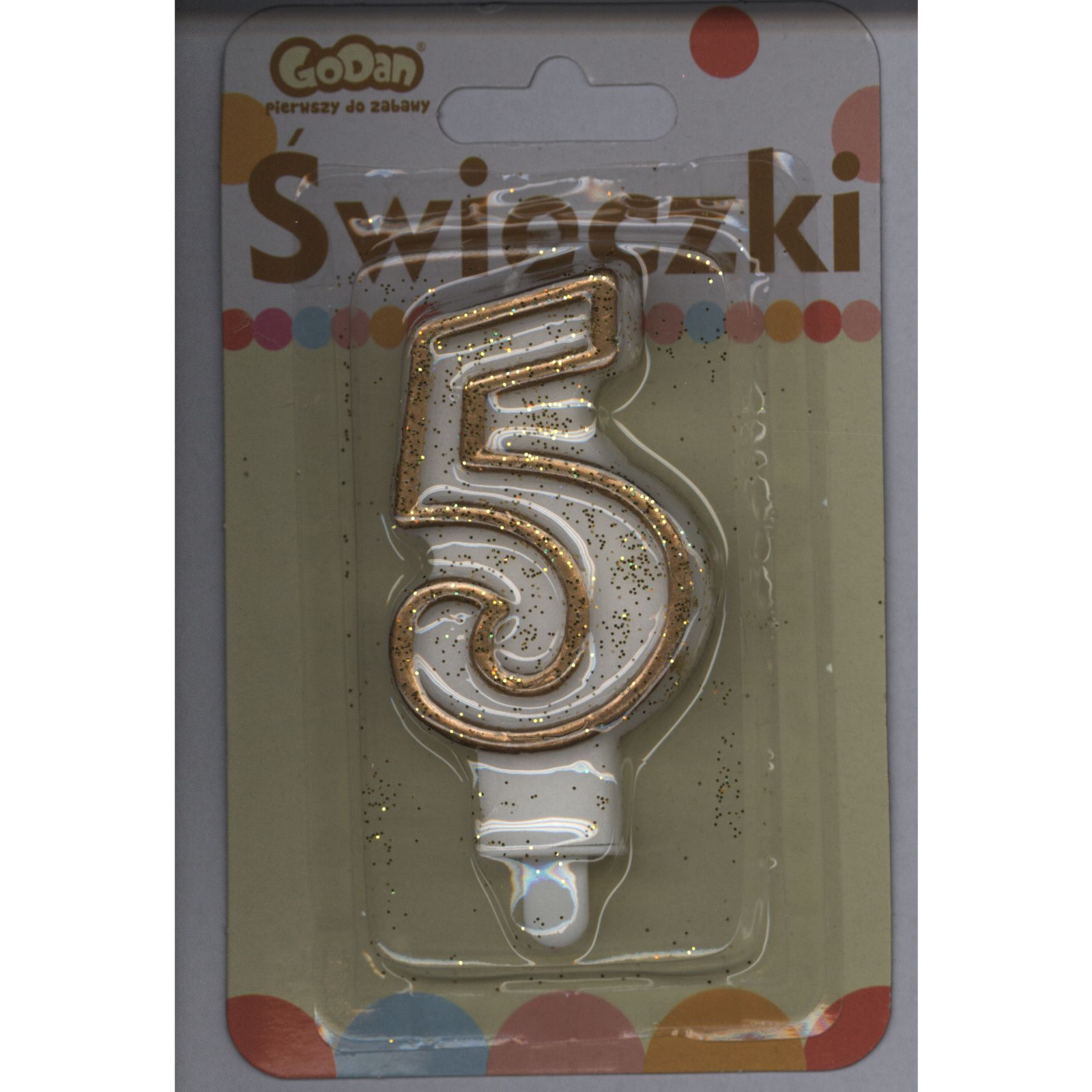 Gold, Arany csillámos számgyertya, tortagyertya 5-ös (GODA1922)