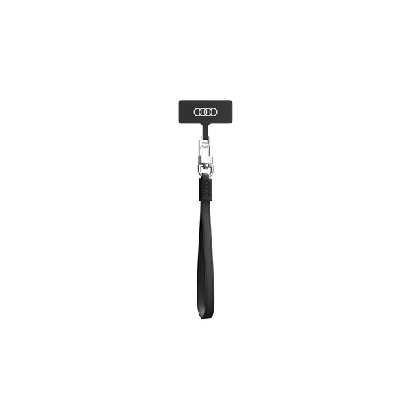 Audi univerzális telefon póráz 28 cm 10 mm bőr fekete AU-HSLSL-GT/D1-BK