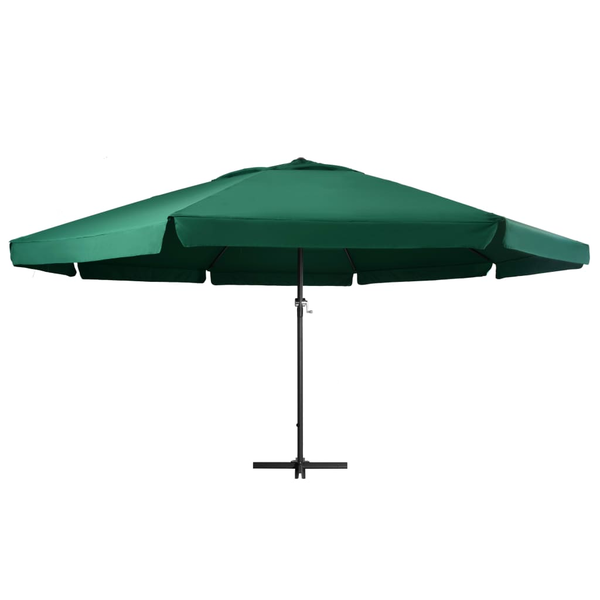 Umbrelă de soare de exterior, stâlp aluminiu, verde, 600 cm