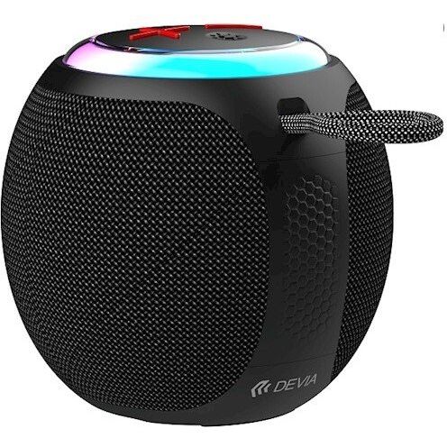 Devia LITE1 bluetooth hordozható hangszóró (v5.3, 5W, TF/microSD kártyaolvasó, FM rádió, LED világítás) FEKETE (ST111226) (ST111226)