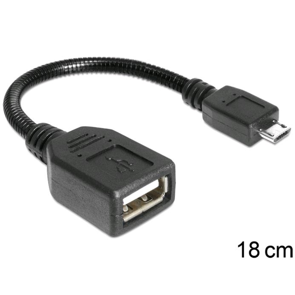 Delock 83293 USB micro-B apa > USB 2.0-A anya OTG flexibilis kábel 18 cm
