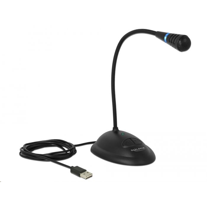 Delock gégecsöves USB mikrofon talppal és némító, valamint be / ki kapcsoló gombbal (65871) (65871)