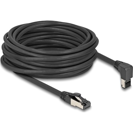 Delock RJ45 hálózati kábel Cat.8.1 S/FTP 90  fokban felfelé hajló / egyenes 10 m fekete (80398)