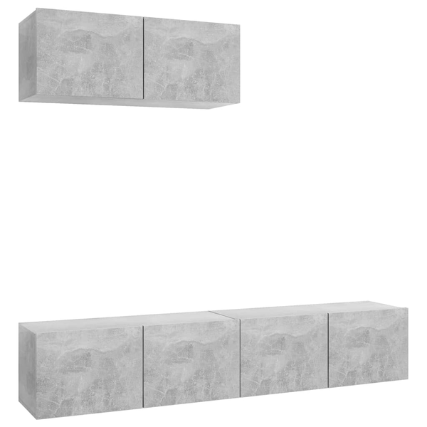 Set de dulapuri TV, 3 piese, gri beton, lemn prelucrat