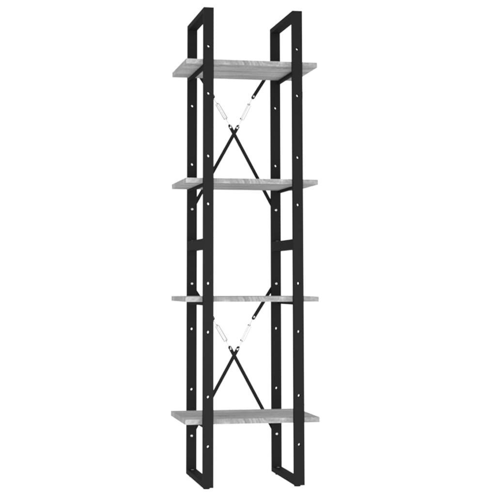 4 szintes szürke sonoma szerelt fa könyvszekrény 40x30x140 cm (821304)