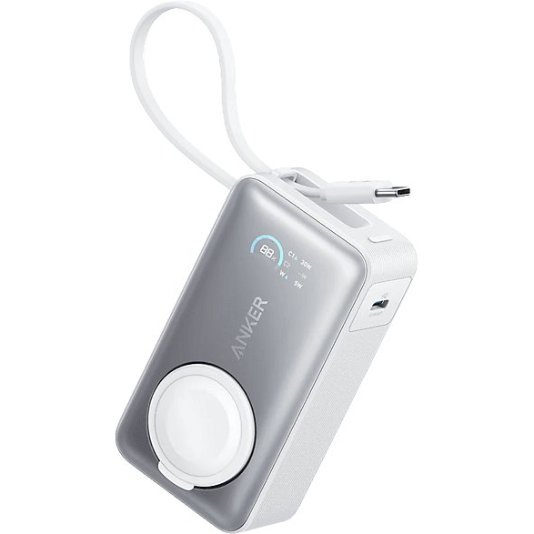 Anker MagGo Powerbank 10000 mAh, Fehér, USB-C, Apple Watch