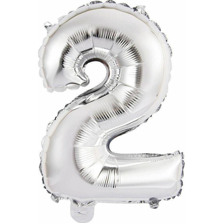 Silver, Ezüst 2-es Szám Fólia Lufi 45 cm (9909670)