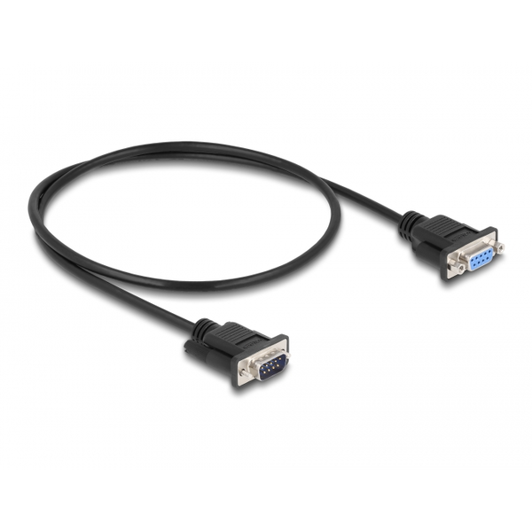 Delock RS-232 Kabel Seriell D-Sub 9 Stecker zu Buchse Nullmodem mit schmalem Steckergehäuse 0,5 m