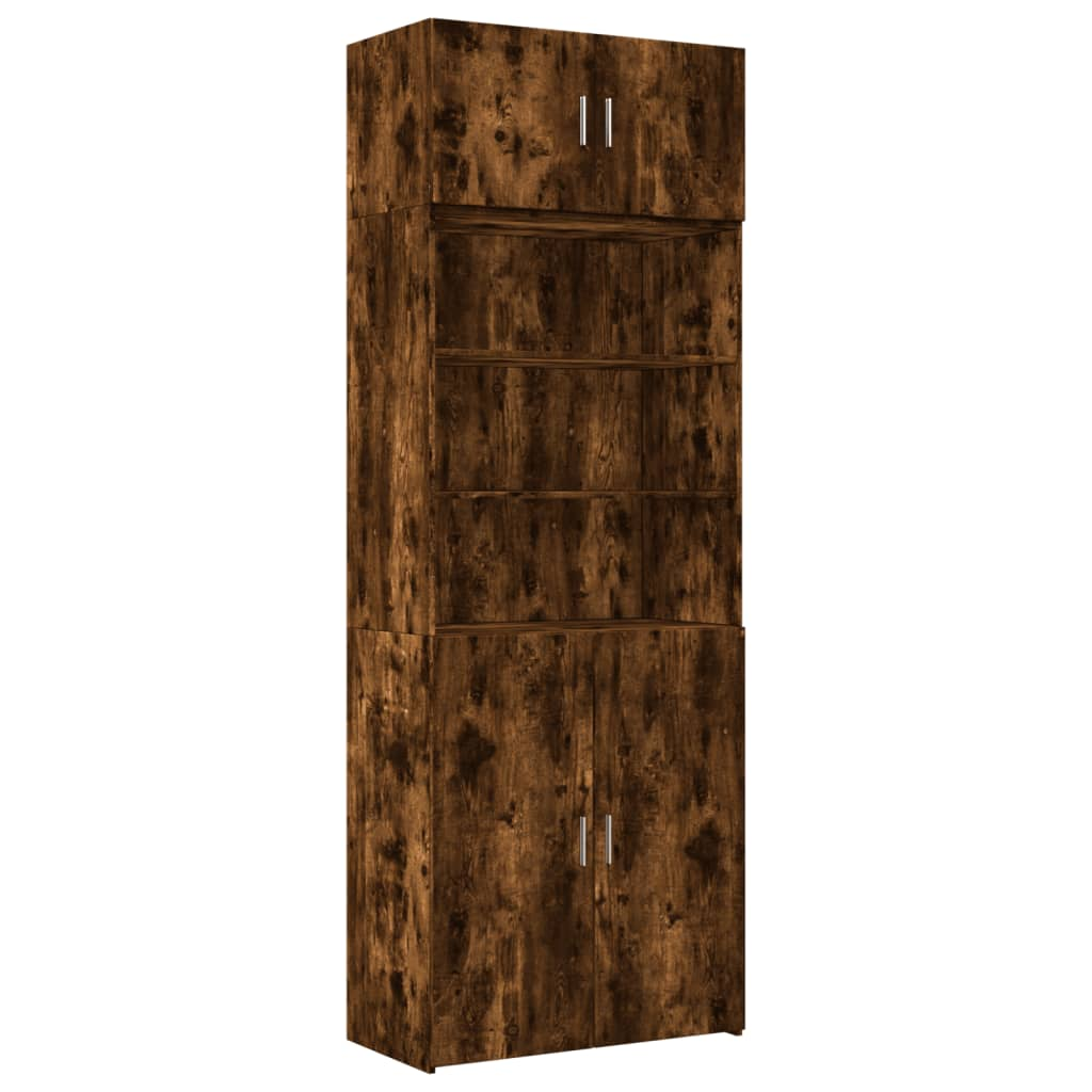 füstös tölgy színű szerelt fa tárolószekrény 80 x 42,5 x 225 cm (3281347)