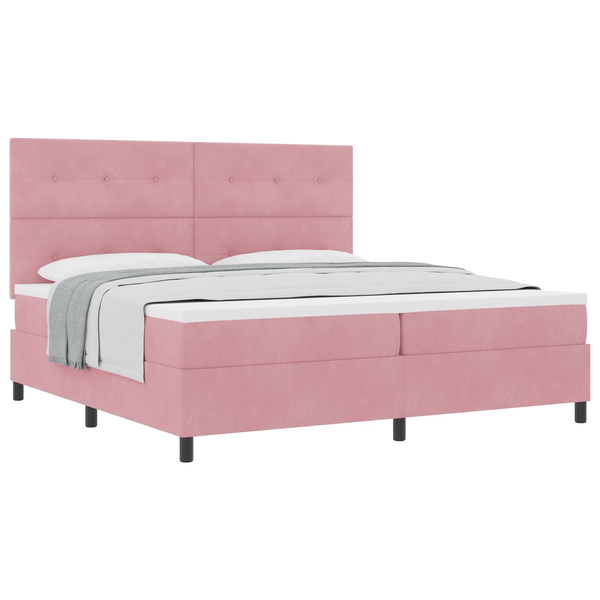 Boxspring Ágy Matrac Különböző 200x200 cm Bársonyos Rózsaszín