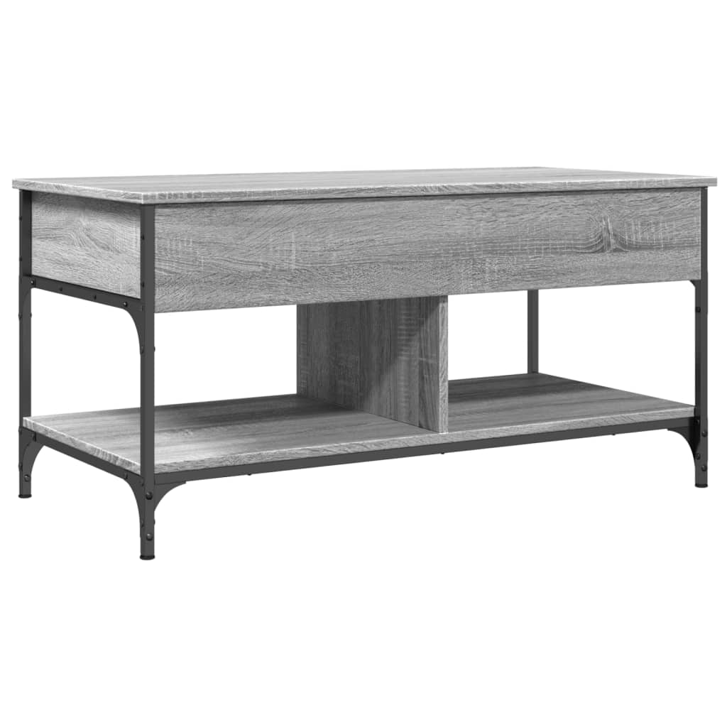 szürke sonoma szerelt fa és fém dohányzóasztal 100 x 50 x 50 cm (845369)