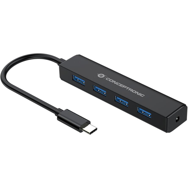 Conceptronic CTC4USB3 Schnittstellen-Hub USB 3.2 Gen 1 (3.1 Gen 1) Type-C 5000 Mbit/s Schwarz