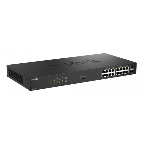 D-Link DGS-1018P Ikke administreret Gigabit Ethernet (10/100/1000) Strøm over Ethernet (PoE) Sort