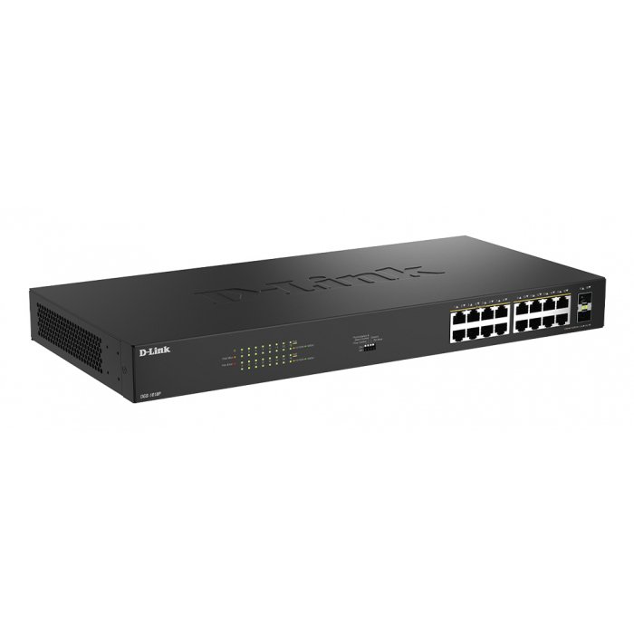 D-Link DGS-1018P Nespravované Gigabit Ethernet (10/100/1000) Podpora napájania cez Ethernet (PoE) Čierna (DGS-1018P/E)