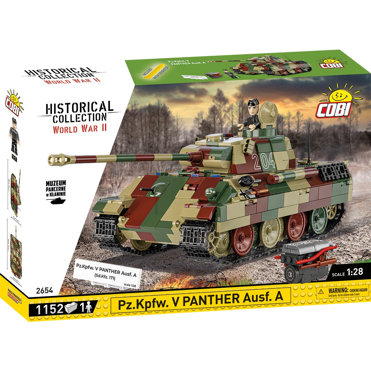 Cobi Pz.Kpfw.V Panthe Ausf.A 1152 darabos Történelmi tank építőjáték 1:28 (COBI-2654)