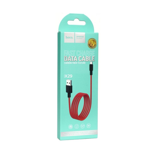 Kábel Hoco USB - microUSB typ B 1 m červený