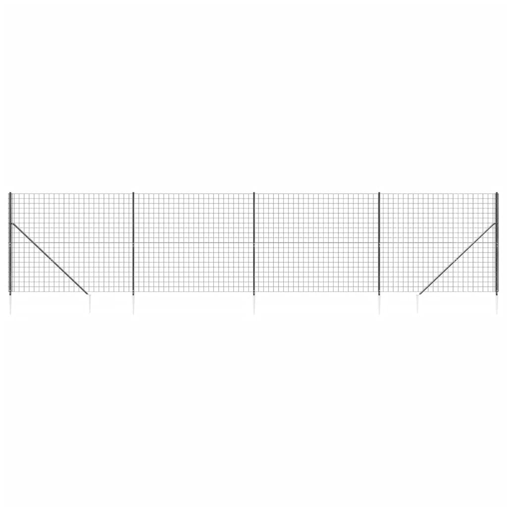 antracitszürke dróthálós kerítés cövekekkel 1,4x10 m (154275)