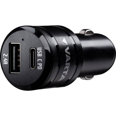 Varta Dual USB Car Charger 57932101401 USB-s töltőkészülék Személygépkocsi, Tehergépjármű Kimeneti áram (max.) 5400 mA 2 x USB, USB-C alj (57932101401)