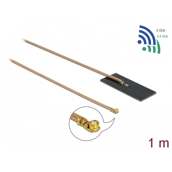Anténa WLAN 802.11 ac/ax/a/h/b/g/n s vnějším konektorem I-PEX MHF I Delock