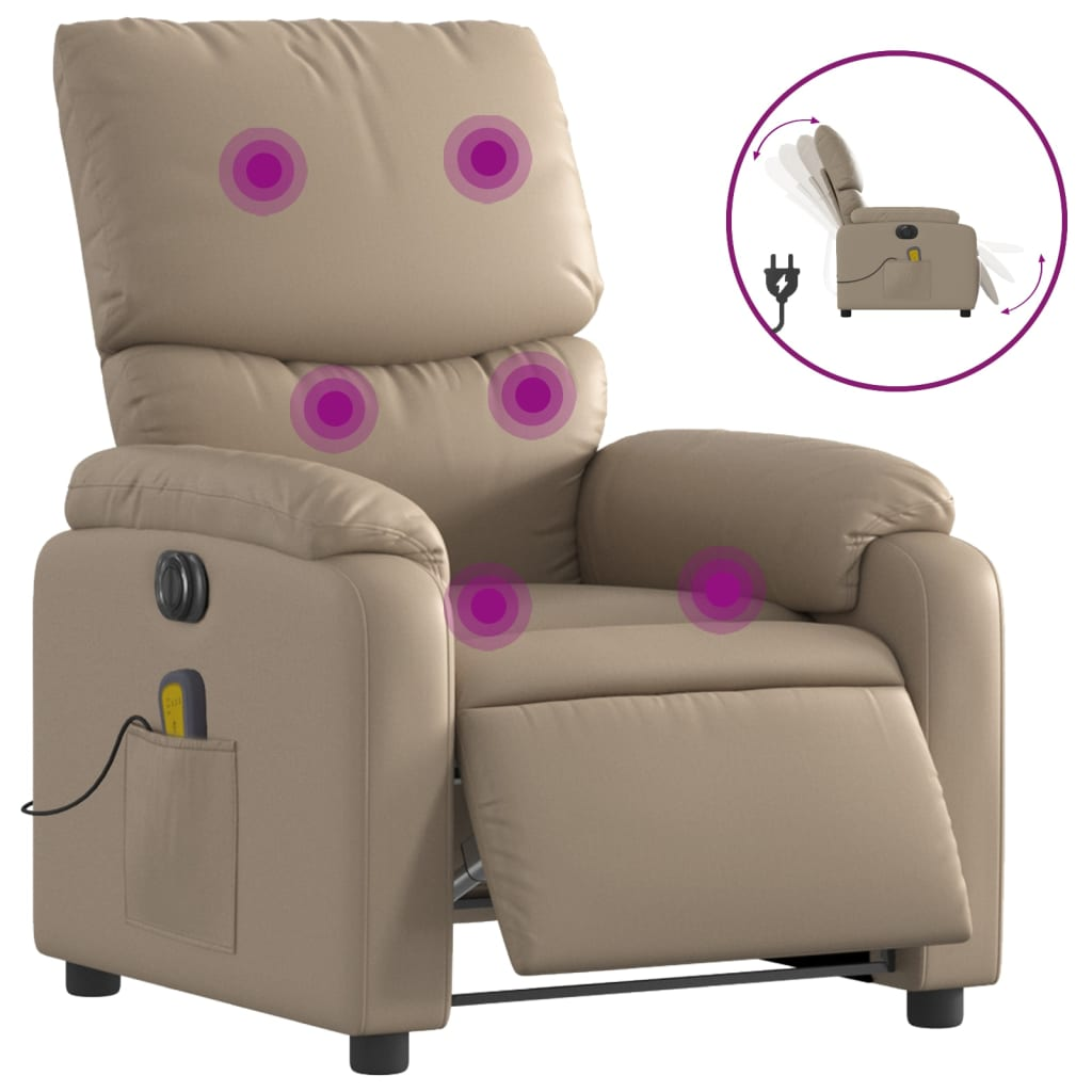 kávészínű műbőr elektromos dönthető masszázsfotel (3204885)