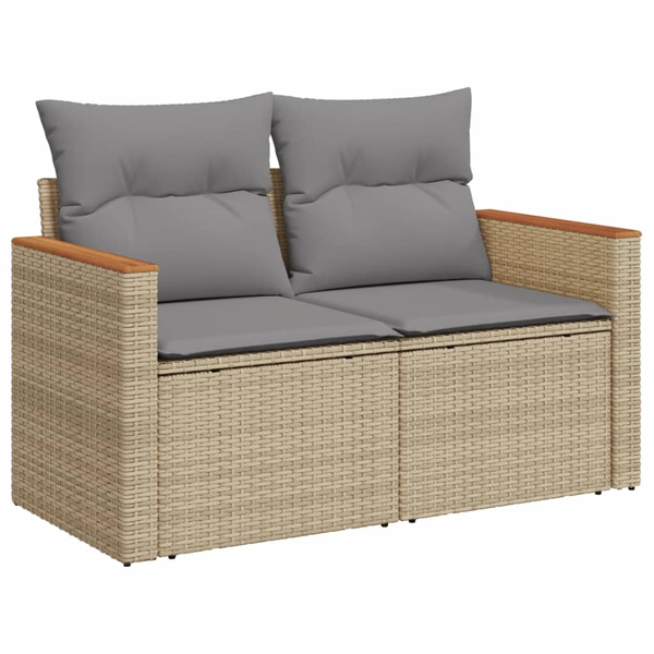  vidaXL Sofa ogrodowa z poduszkami, 2-osobowa, beż, polirattan Lumarko!