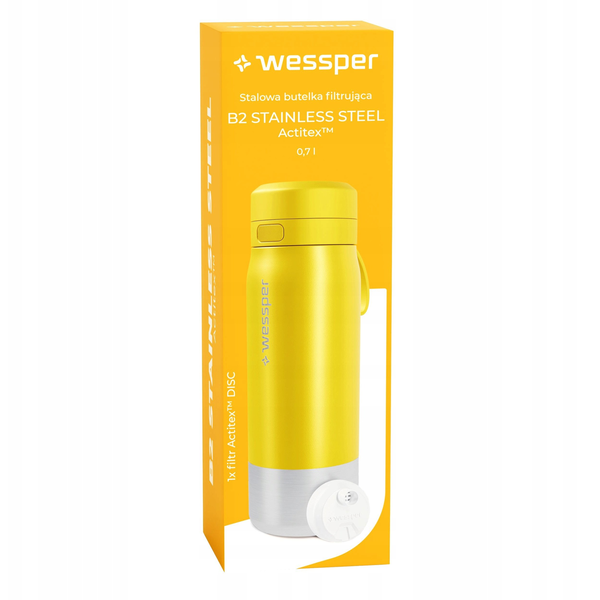 Butelka filtrująca Wessper B2 STAINLESS STEEL Actitex™ 700ml Yellow (WES276-700-YL_K)