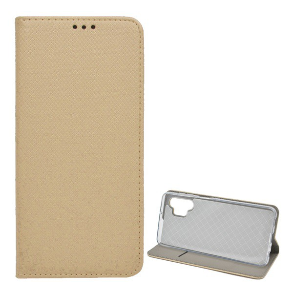Tok álló, bőr hatású (FLIP, oldalra nyíló, asztali tartó funkció, rombusz minta) ARANY [Samsung Galaxy A32 5G (SM-A326)] (5996591032641)