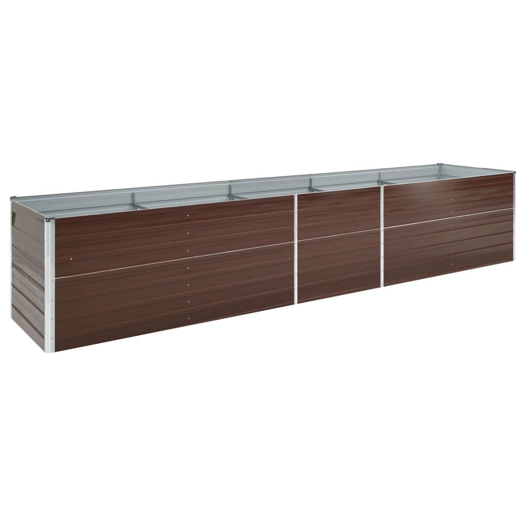 barna horganyzott acél kerti magaságyás 400 x 80 x 77 cm (47062)