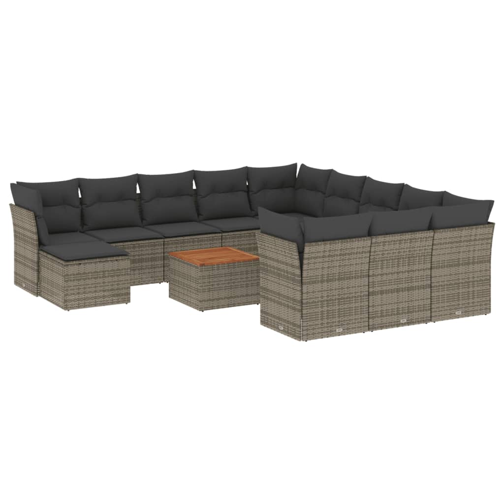 13 részes szürke polyrattan kerti ülőgarnitúra párnákkal (3223988)