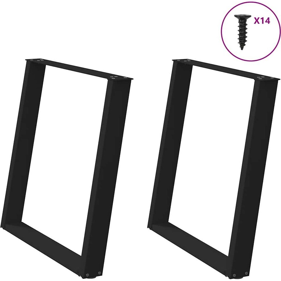 2 db fekete acél étkezőasztal lábak U-alakú 70x(72-73) cm (4012792)