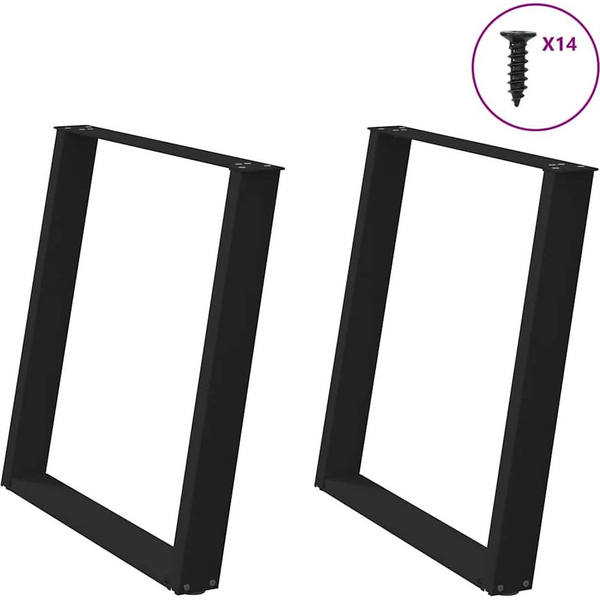 2 db fekete acél étkezőasztal lábak U-alakú 70x(72-73) cm